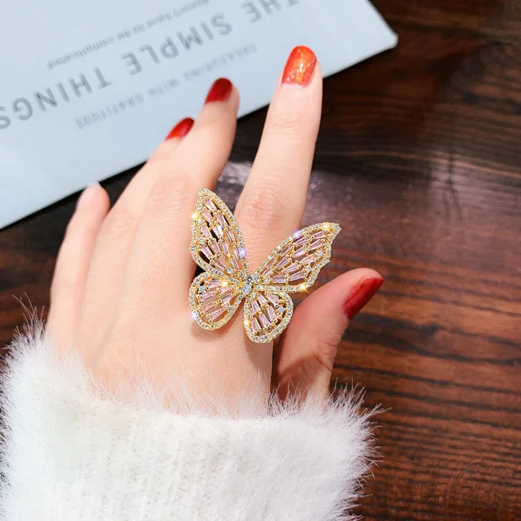 Elena - Bague papillon à cristaux, transformation et espoir