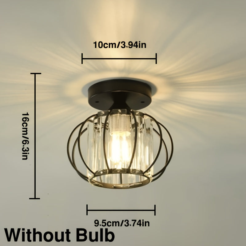 CrystalGlow - Lampe de Couloir en Cristal Noir et Or