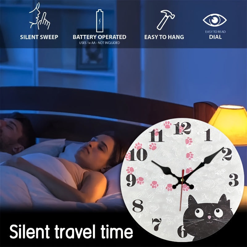 PurrTime Clock - Horloge murale chat silencieuse pour une decoration elegante