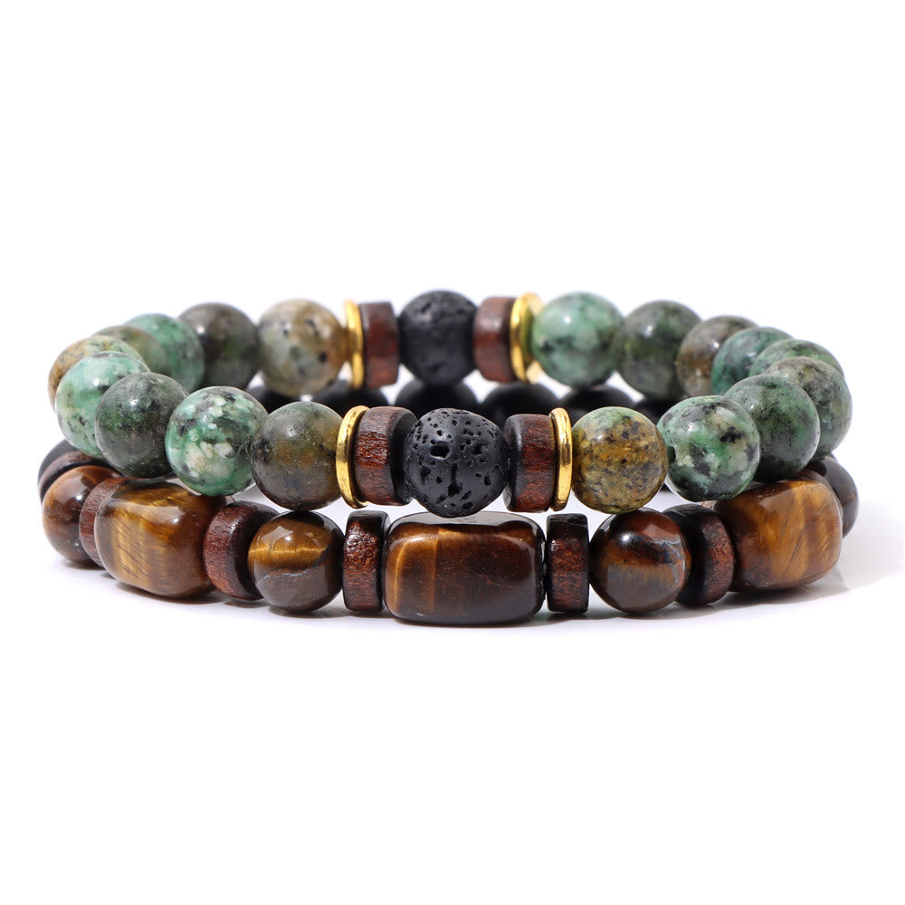Naya - Bracelet turquoise africaine et œil de tigre