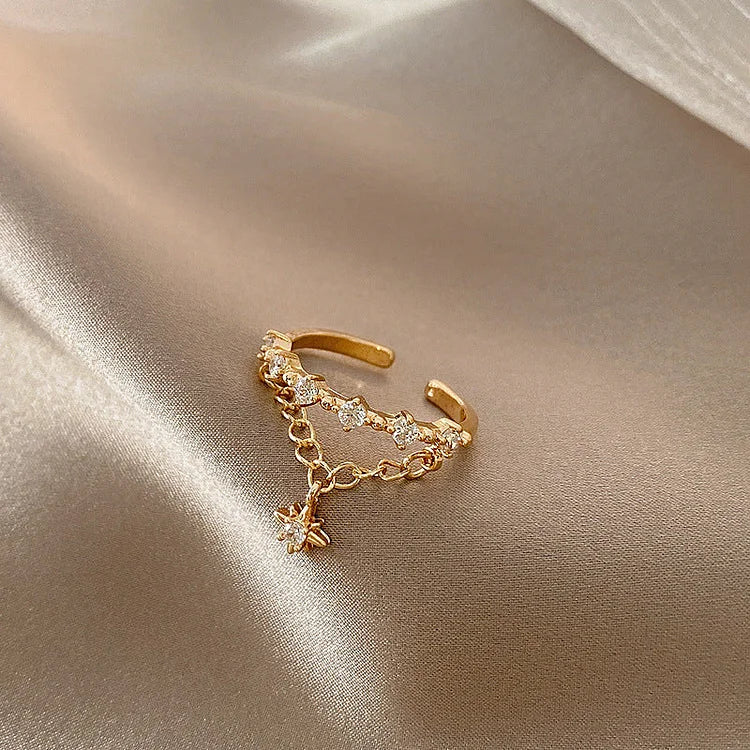 Lyra - Bague hexagramme dorée collection élégante