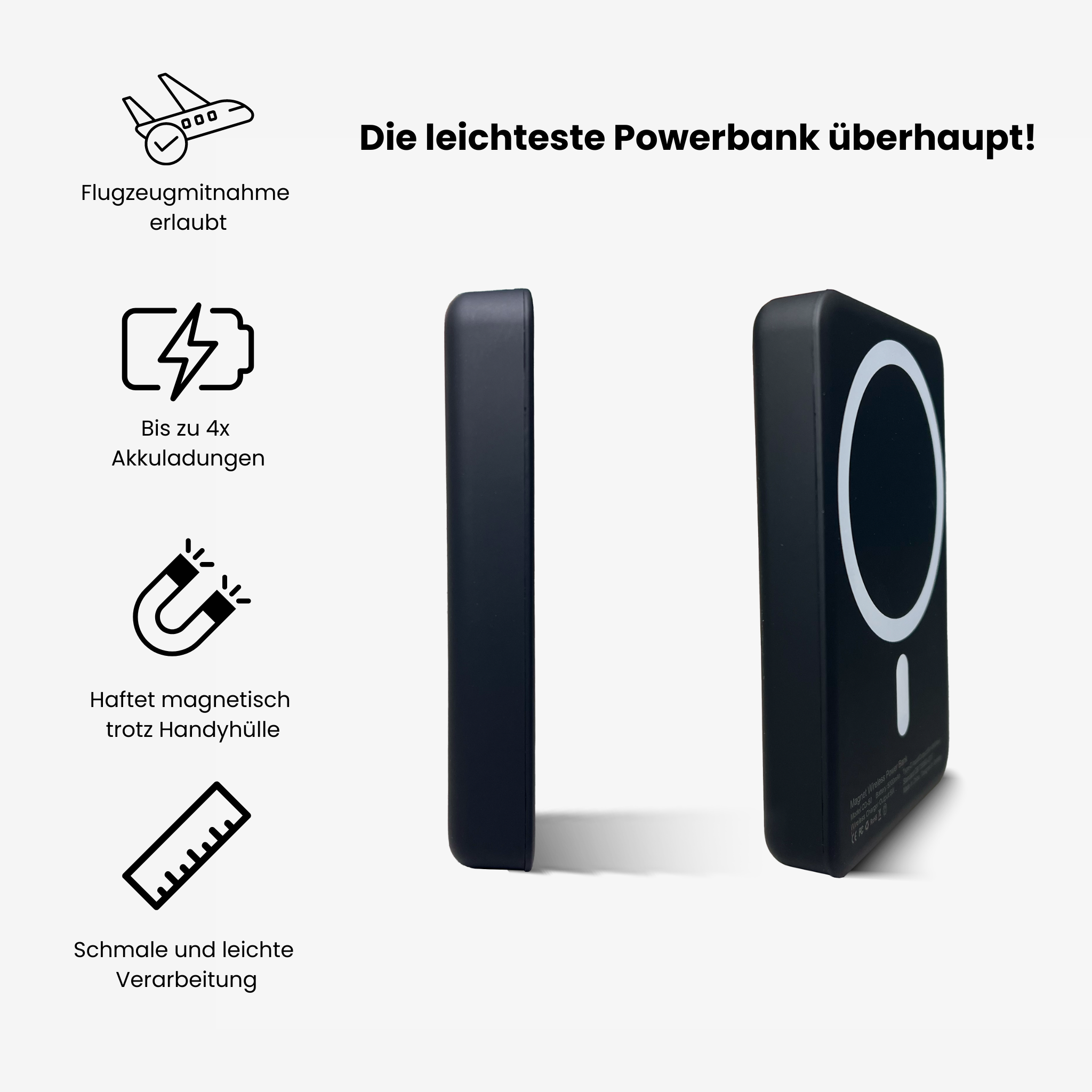 SlimCharge Powerbank - Chargeur Rapide LED 5000 mAh