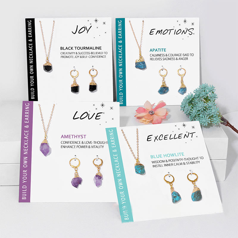 Elara - Parure bijoux cristaux, collier et boucles d'oreilles