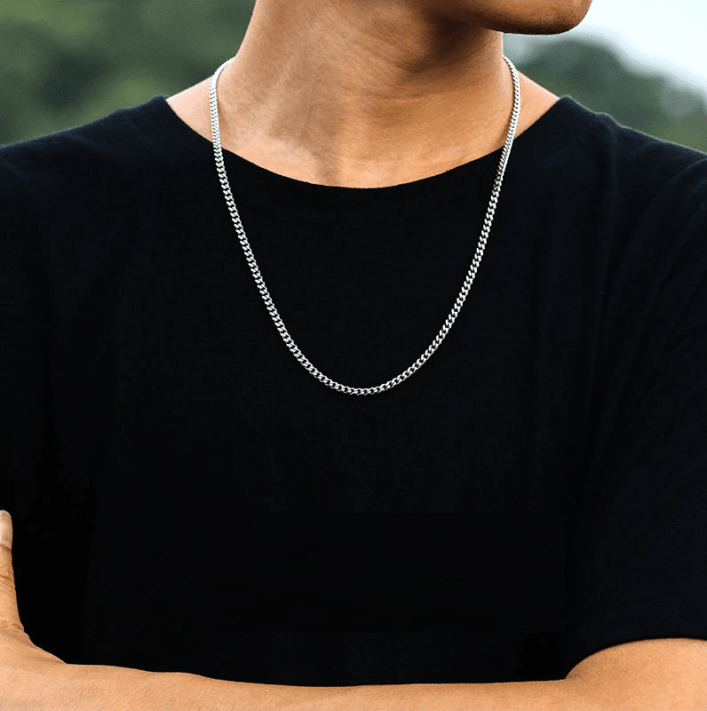 Noah - Collier chaîne cubaine en argent élégant pour homme