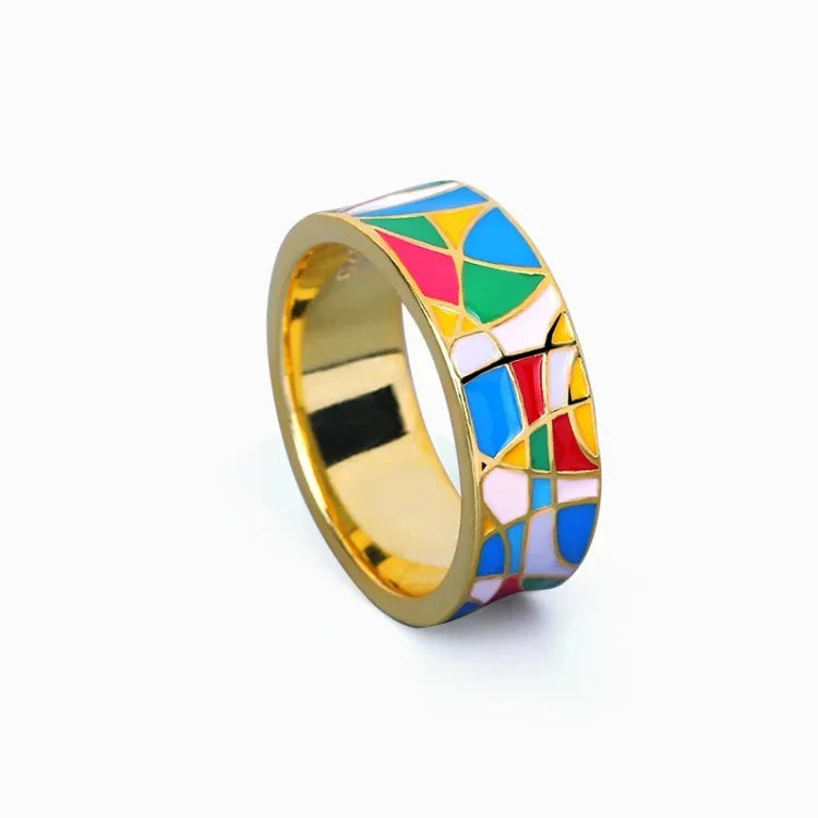 Nadia - Bague émail et zircone à l'élégance intemporelle