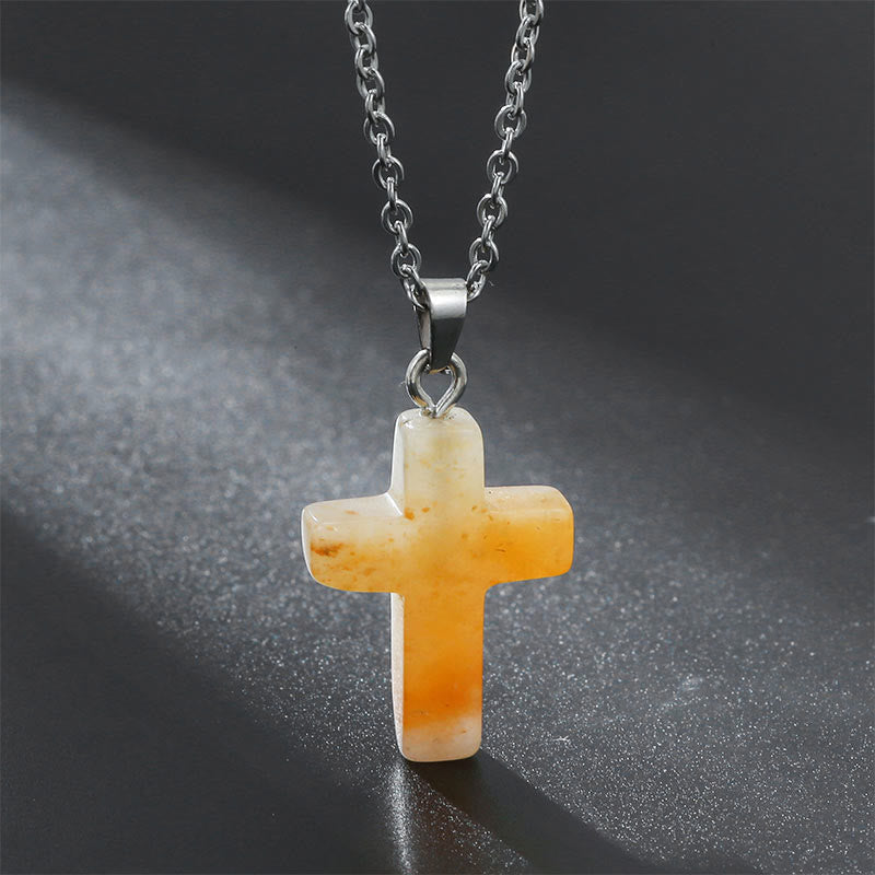 Seraphina - Collier croix en pierres précieuses naturelles