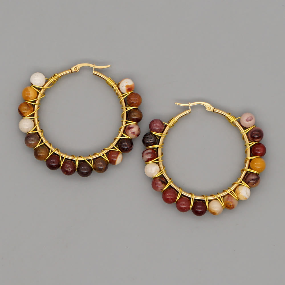 Sanne - Grandes créoles boho en cristaux naturels