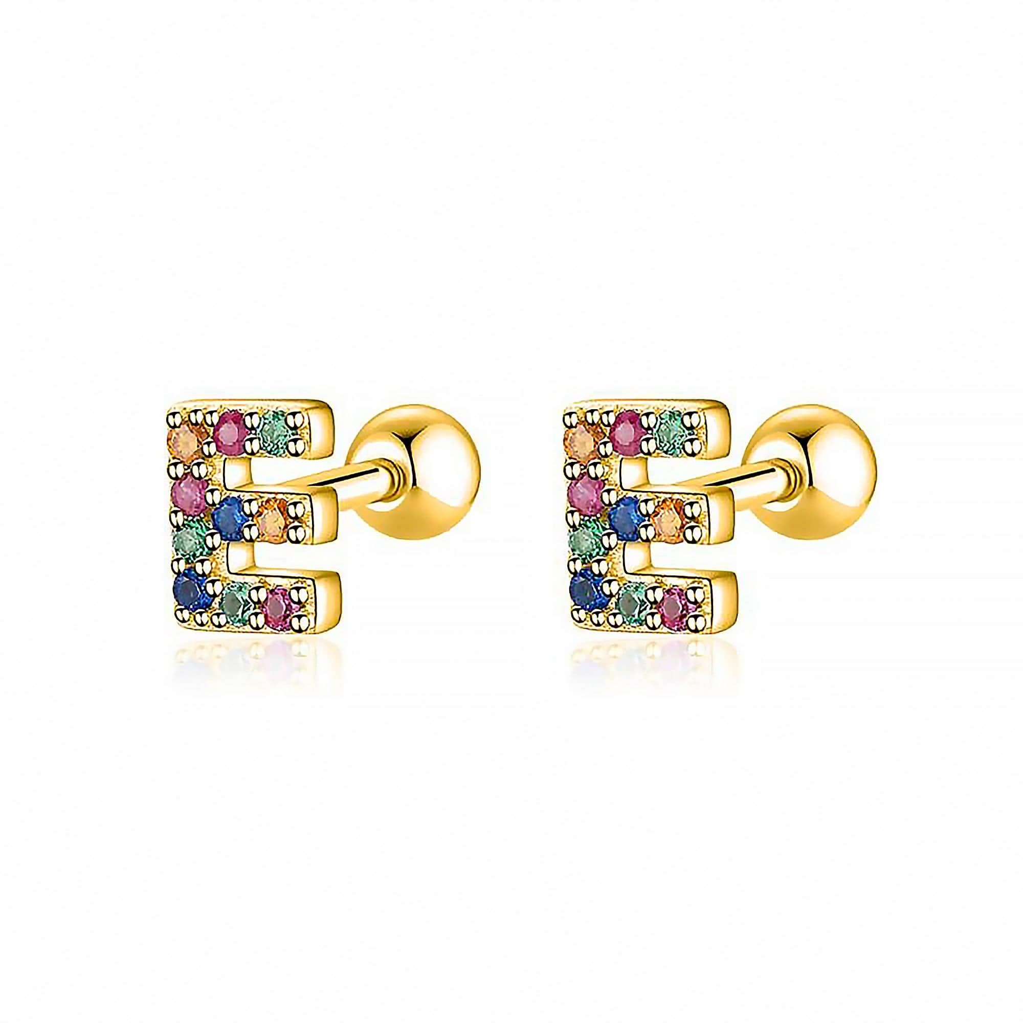 Letria - Boucles d'oreilles initiales colorées en strass personnalisées