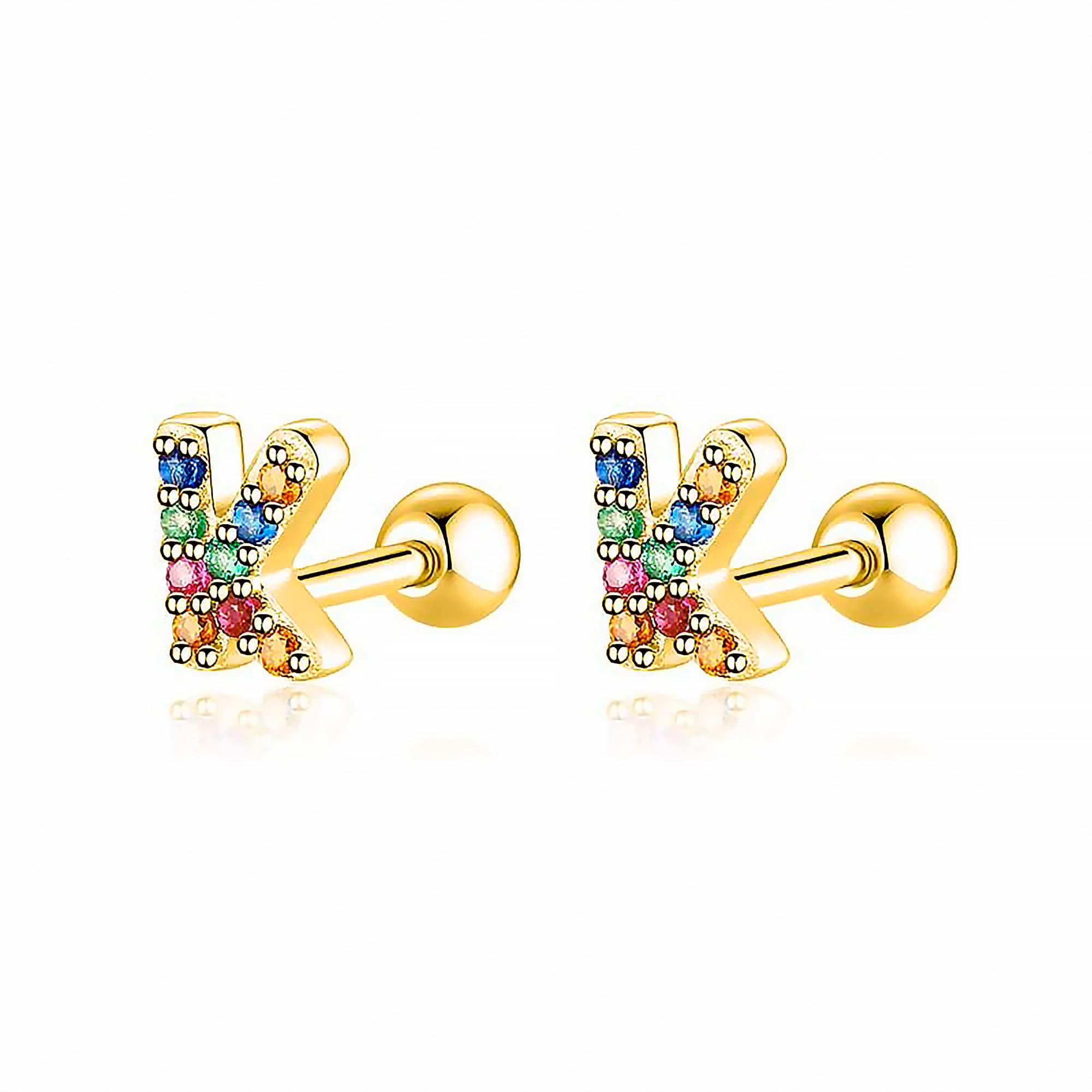 Letria - Boucles d'oreilles initiales colorées en strass personnalisées