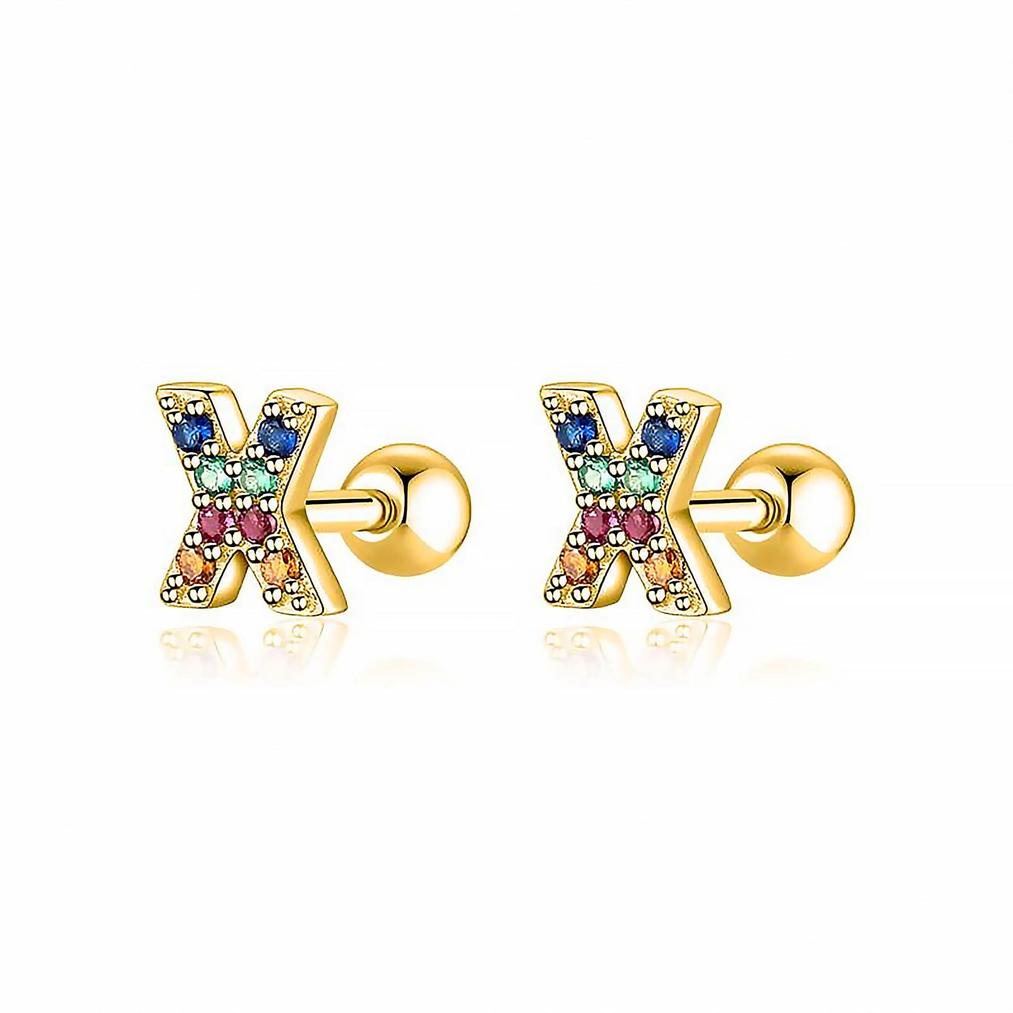 Letria - Boucles d'oreilles initiales colorées en strass personnalisées