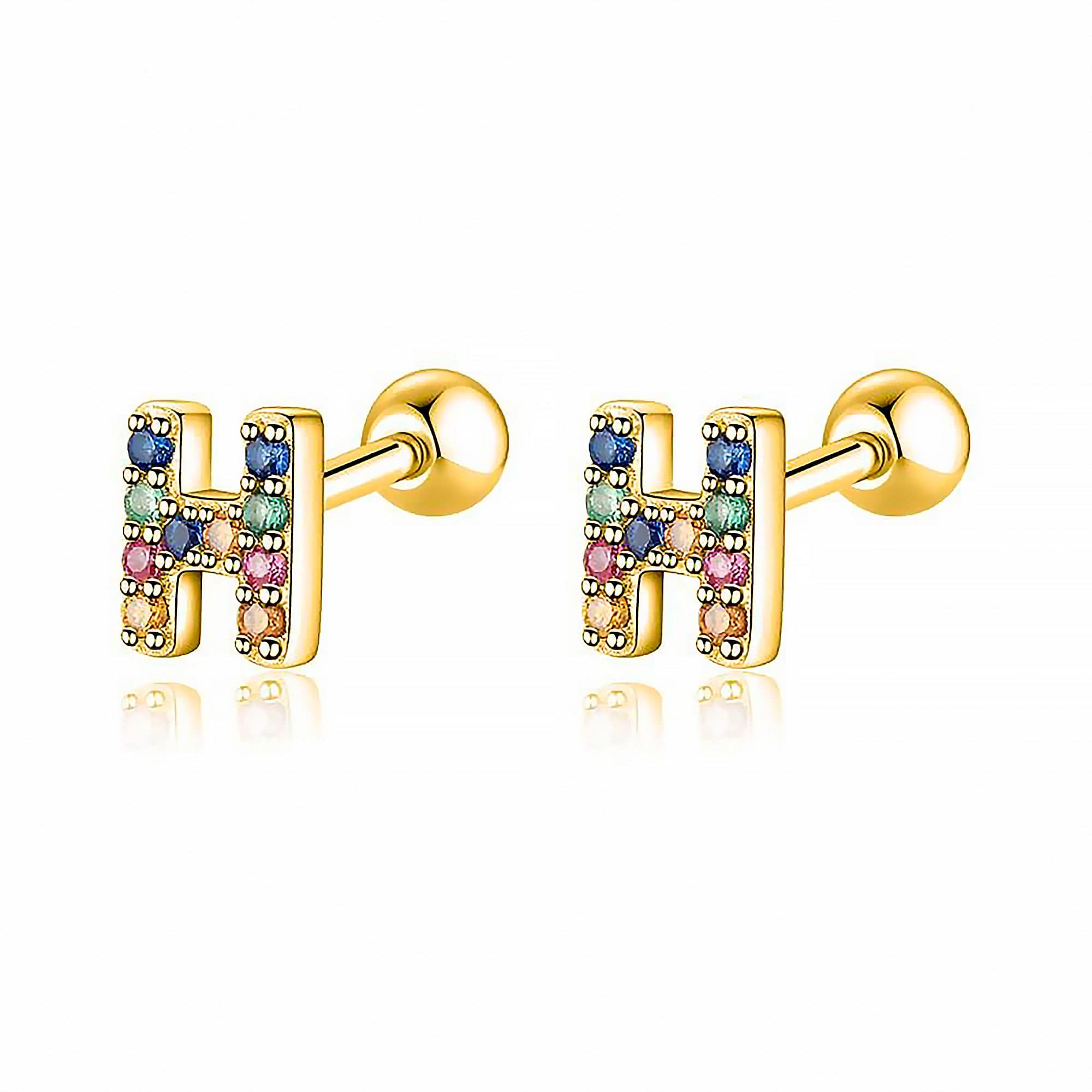 Letria - Boucles d'oreilles initiales colorées en strass personnalisées