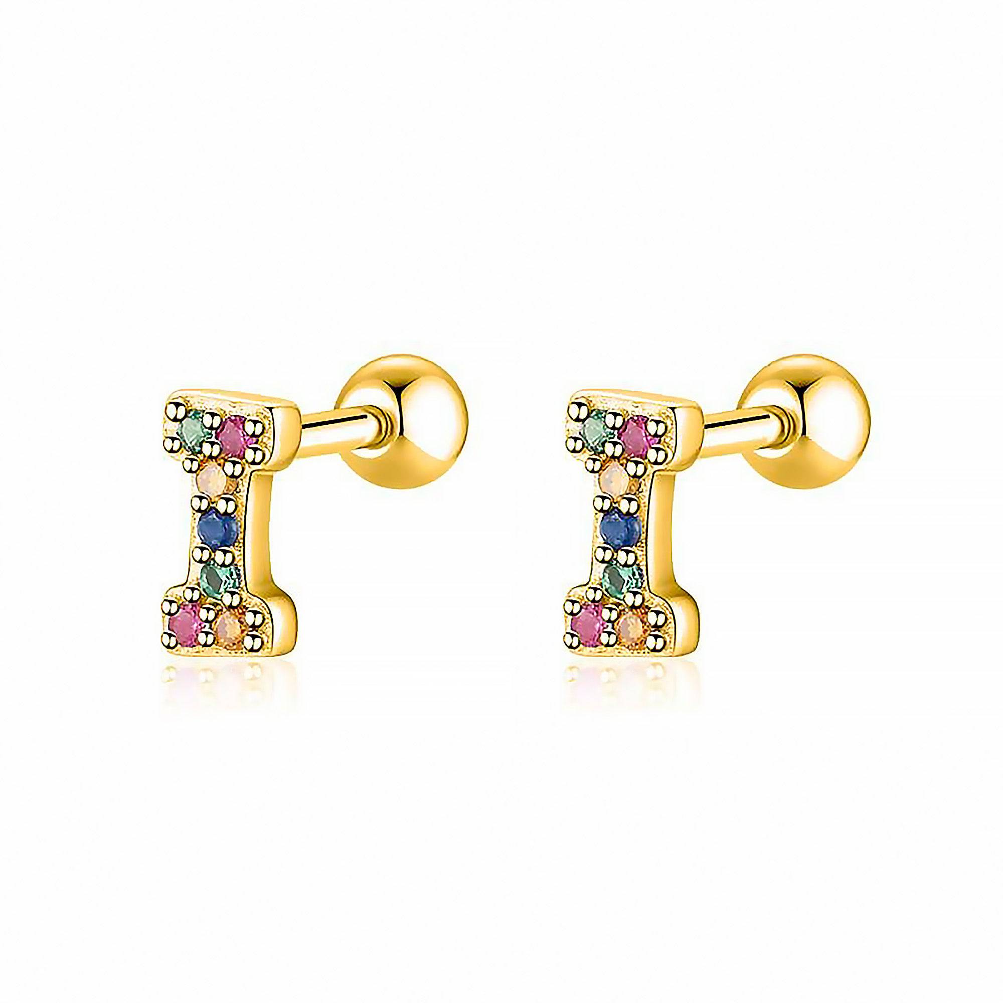 Letria - Boucles d'oreilles initiales colorées en strass personnalisées