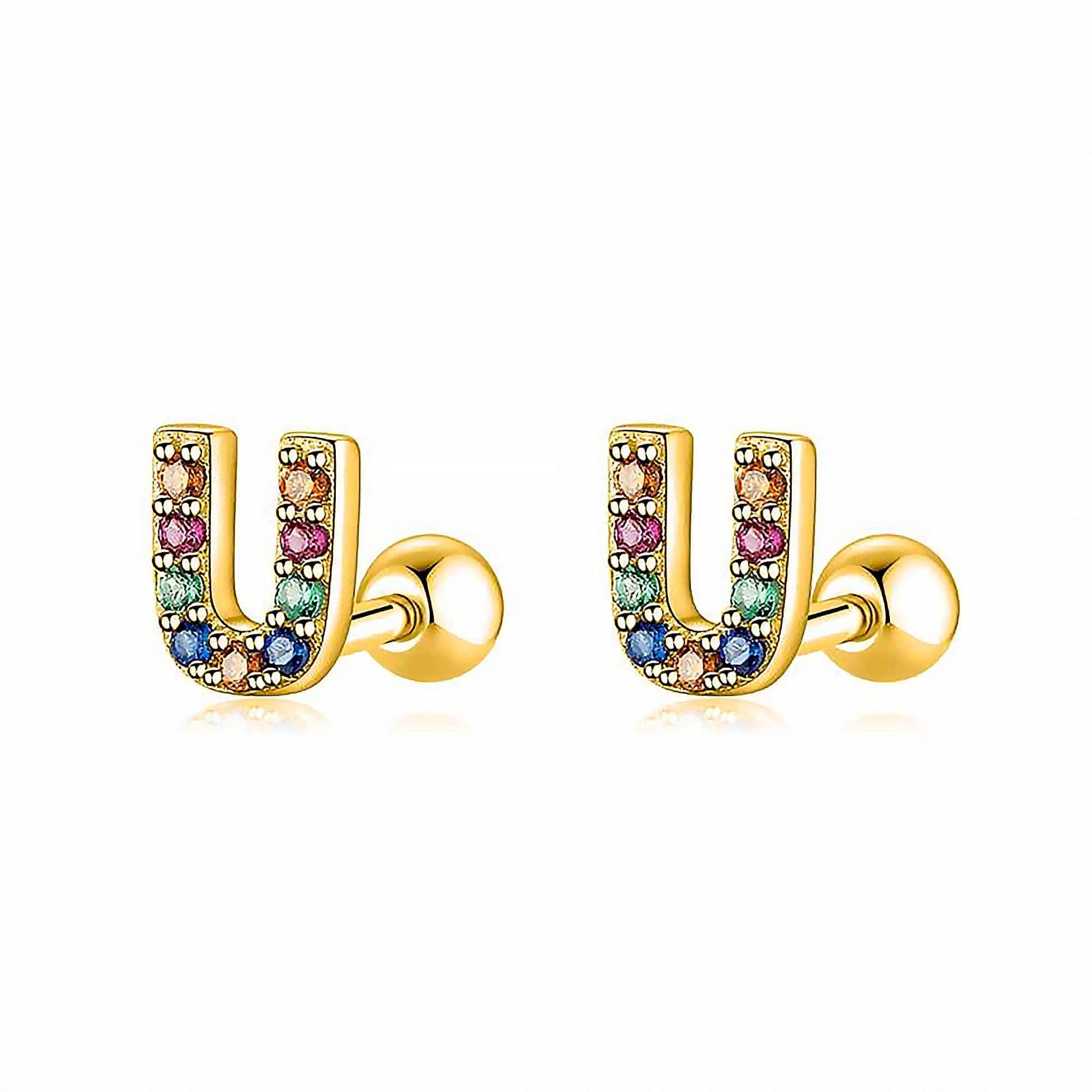 Letria - Boucles d'oreilles initiales colorées en strass personnalisées