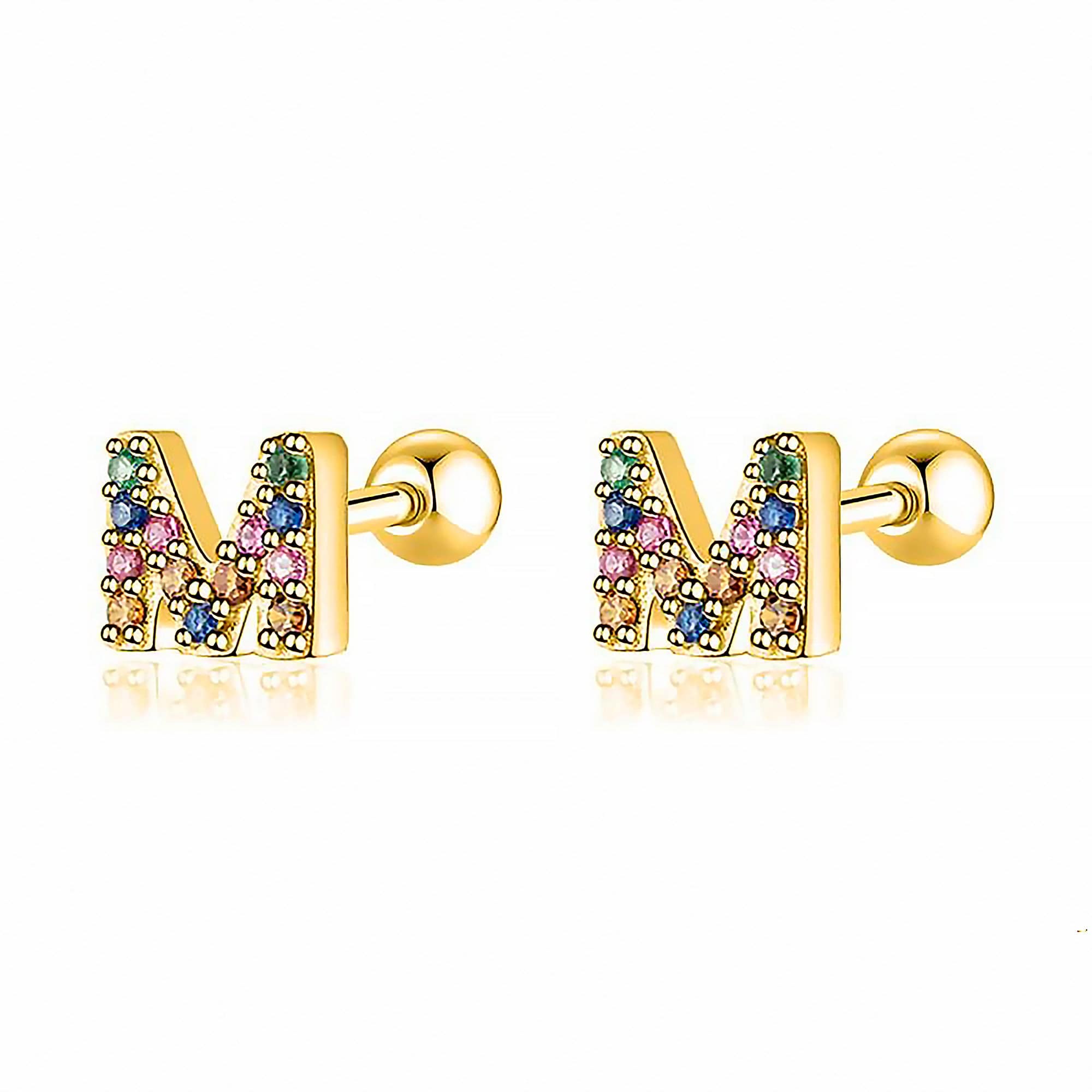 Letria - Boucles d'oreilles initiales colorées en strass personnalisées