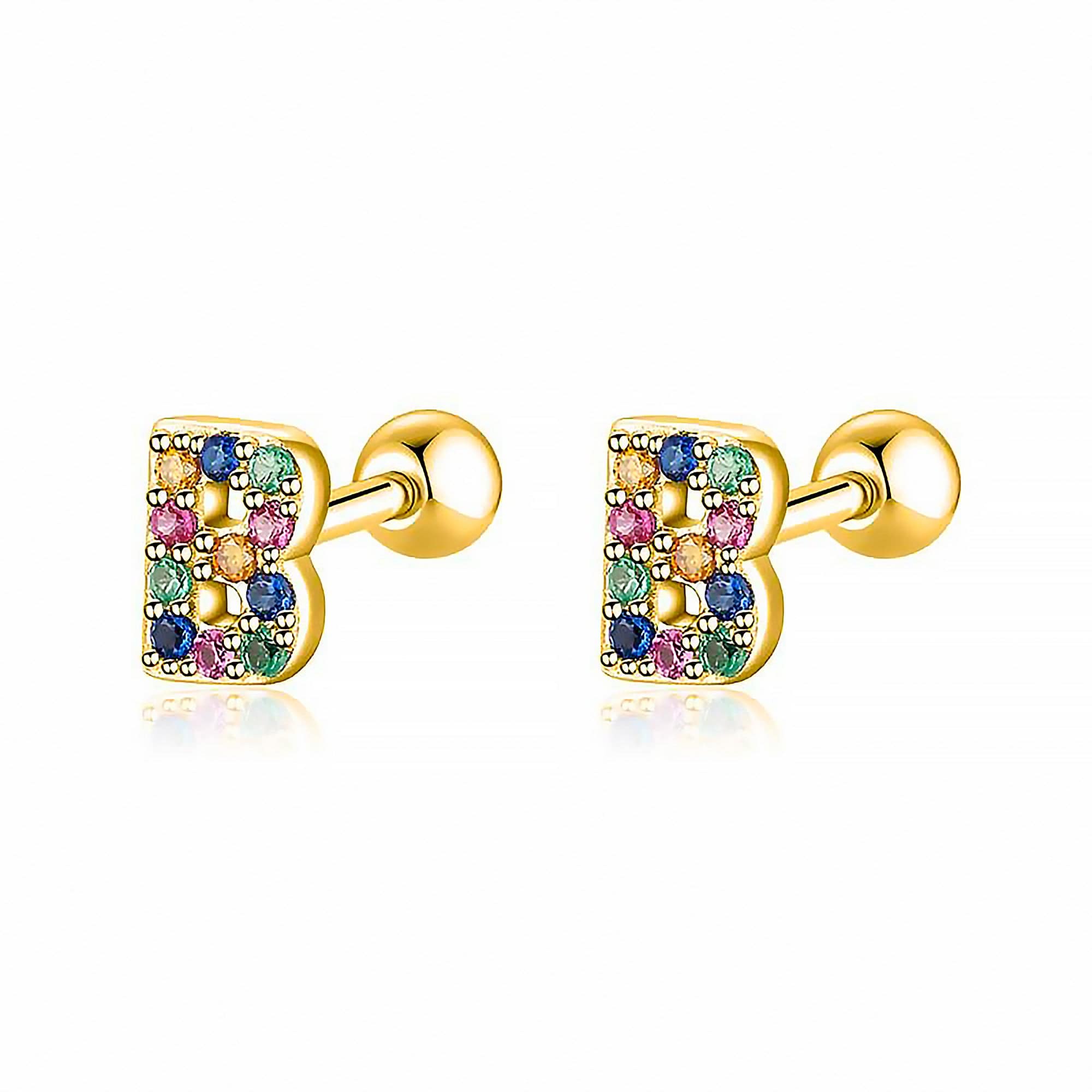 Letria - Boucles d'oreilles initiales colorées en strass personnalisées