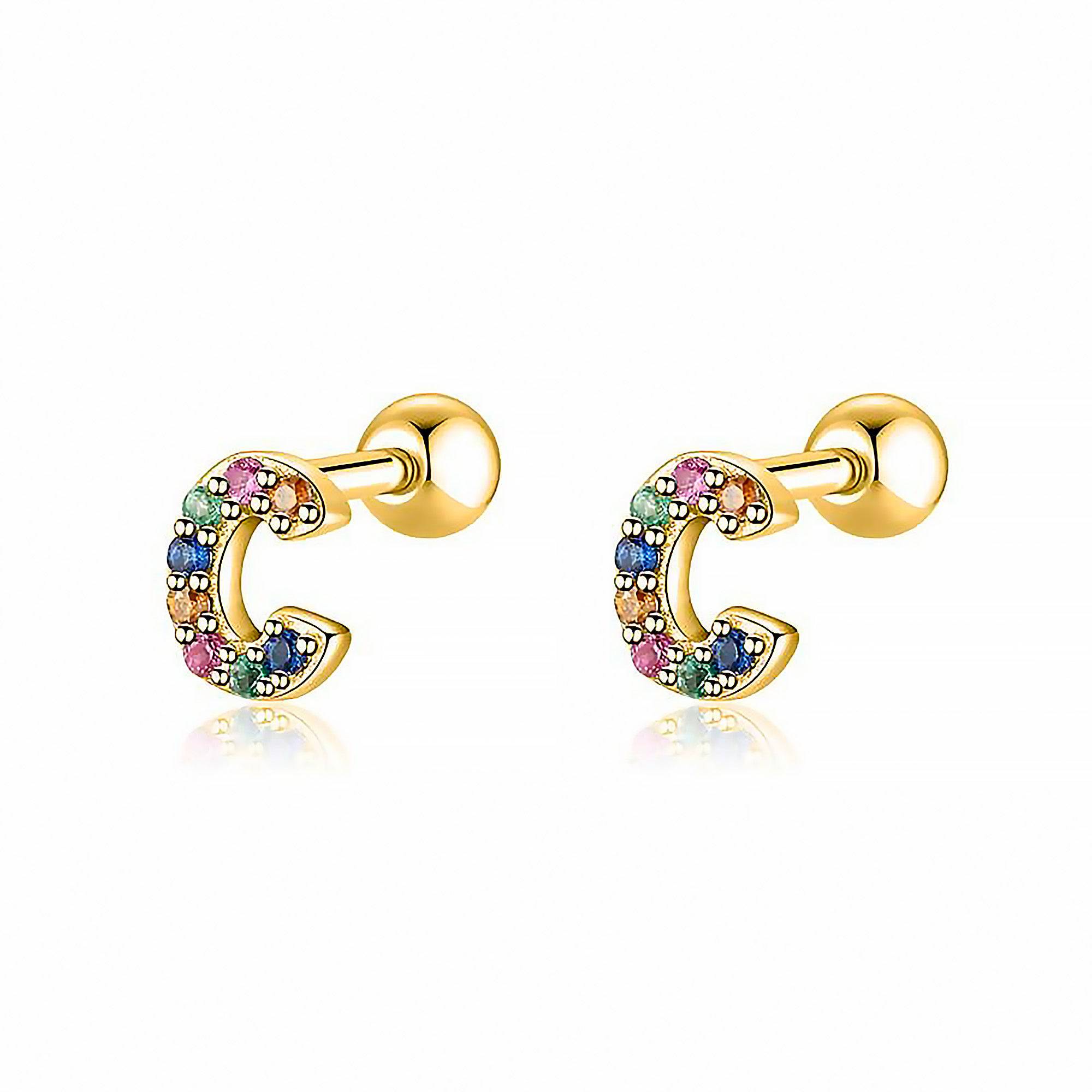 Letria - Boucles d'oreilles initiales colorées en strass personnalisées
