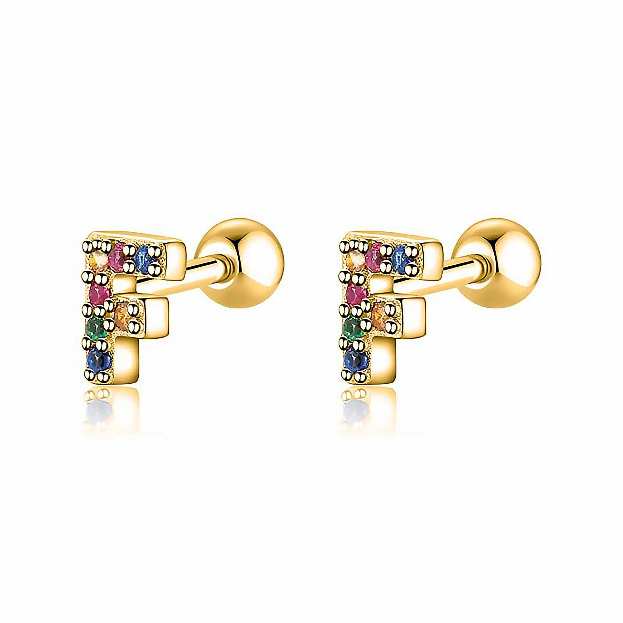 Letria - Boucles d'oreilles initiales colorées en strass personnalisées
