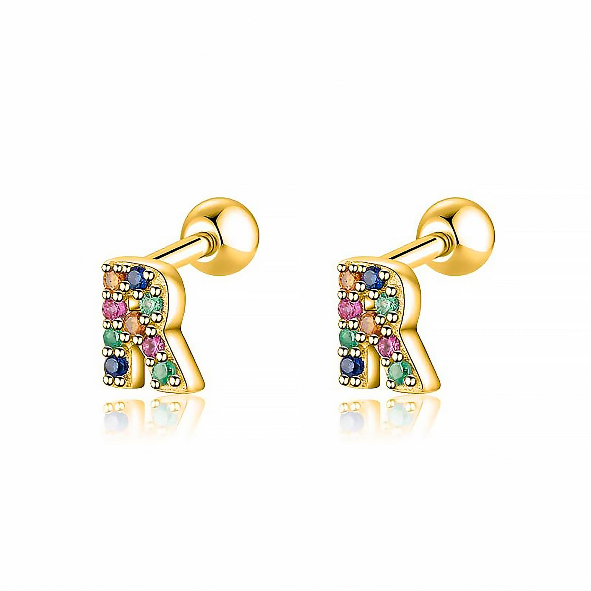 Letria - Boucles d'oreilles initiales colorées en strass personnalisées