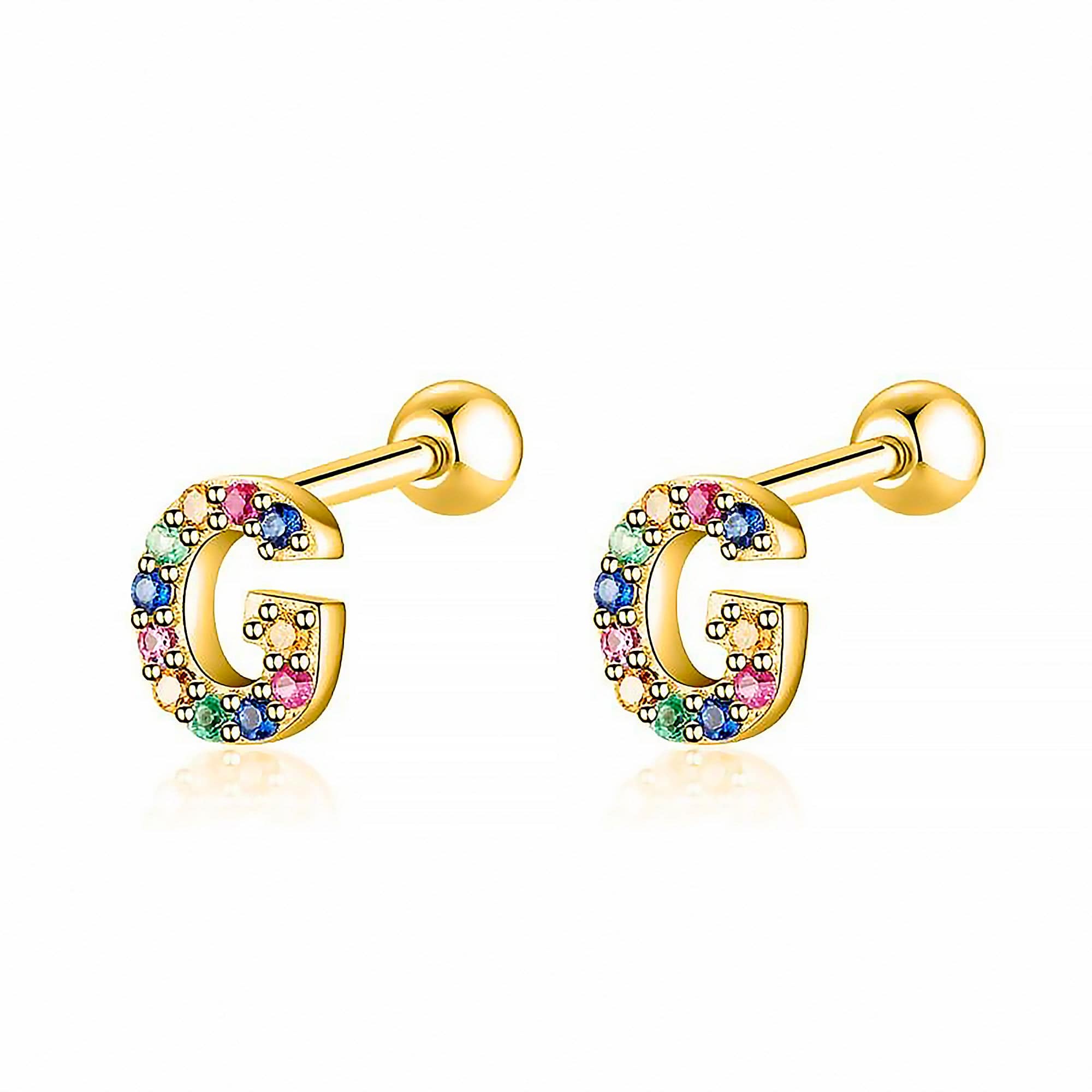 Letria - Boucles d'oreilles initiales colorées en strass personnalisées