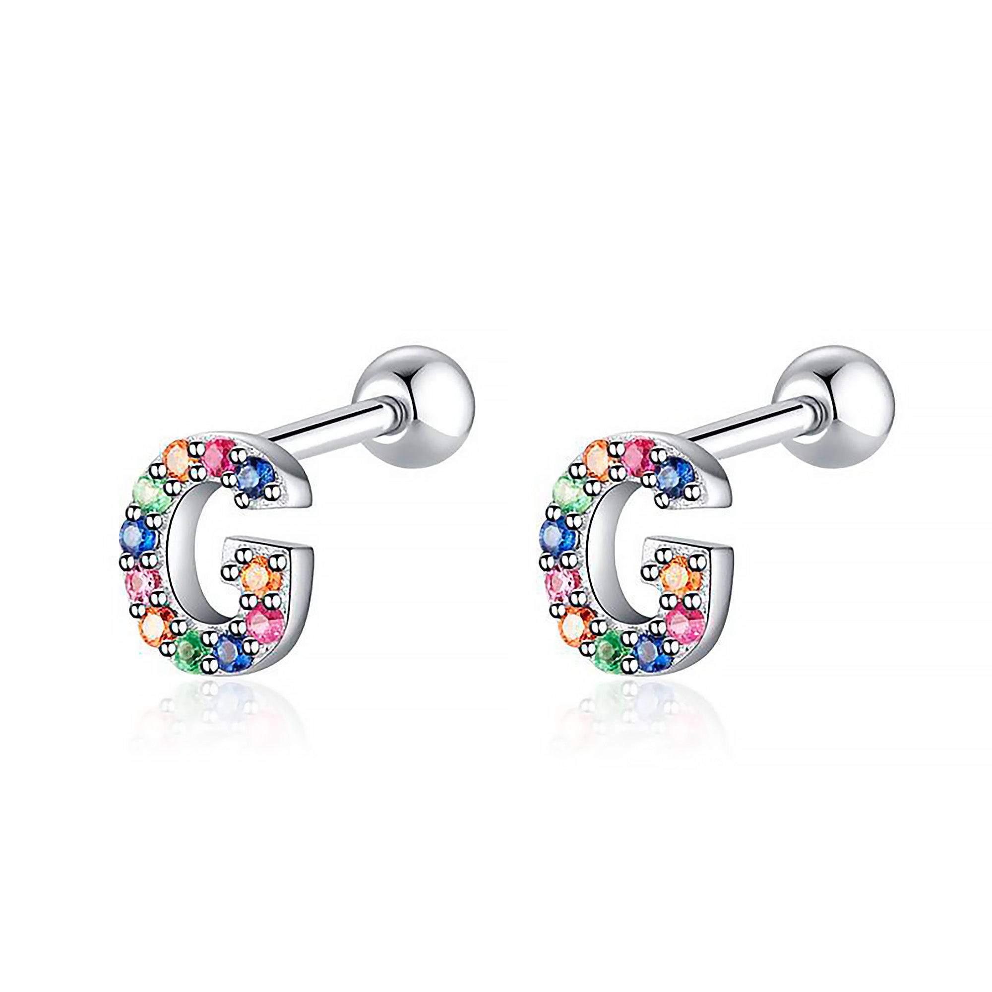 Letria - Boucles d'oreilles initiales colorées en strass personnalisées