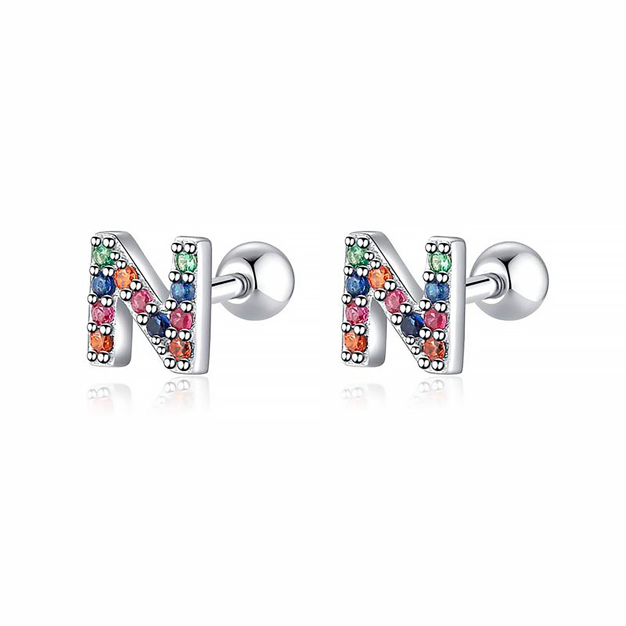 Letria - Boucles d'oreilles initiales colorées en strass personnalisées