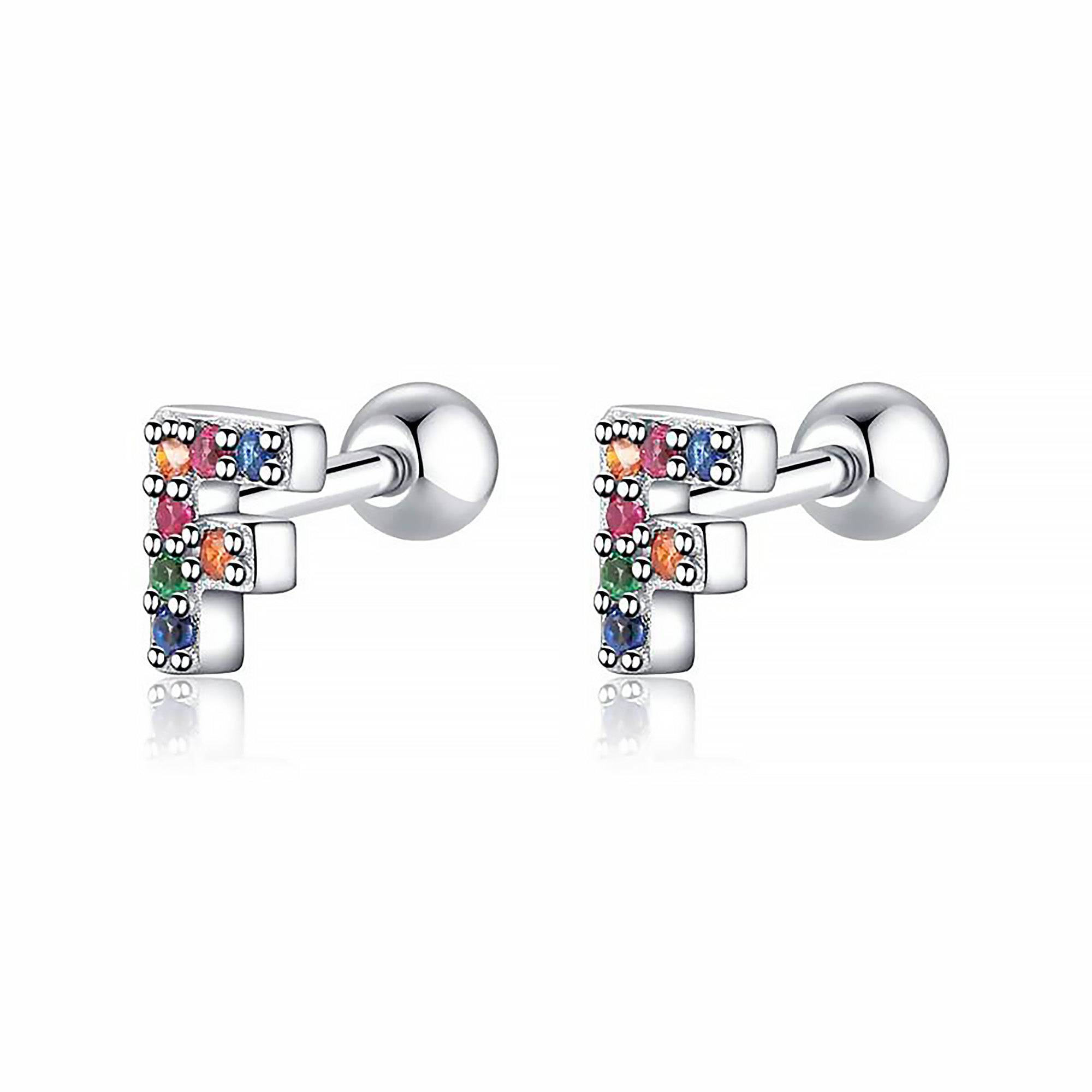 Letria - Boucles d'oreilles initiales colorées en strass personnalisées