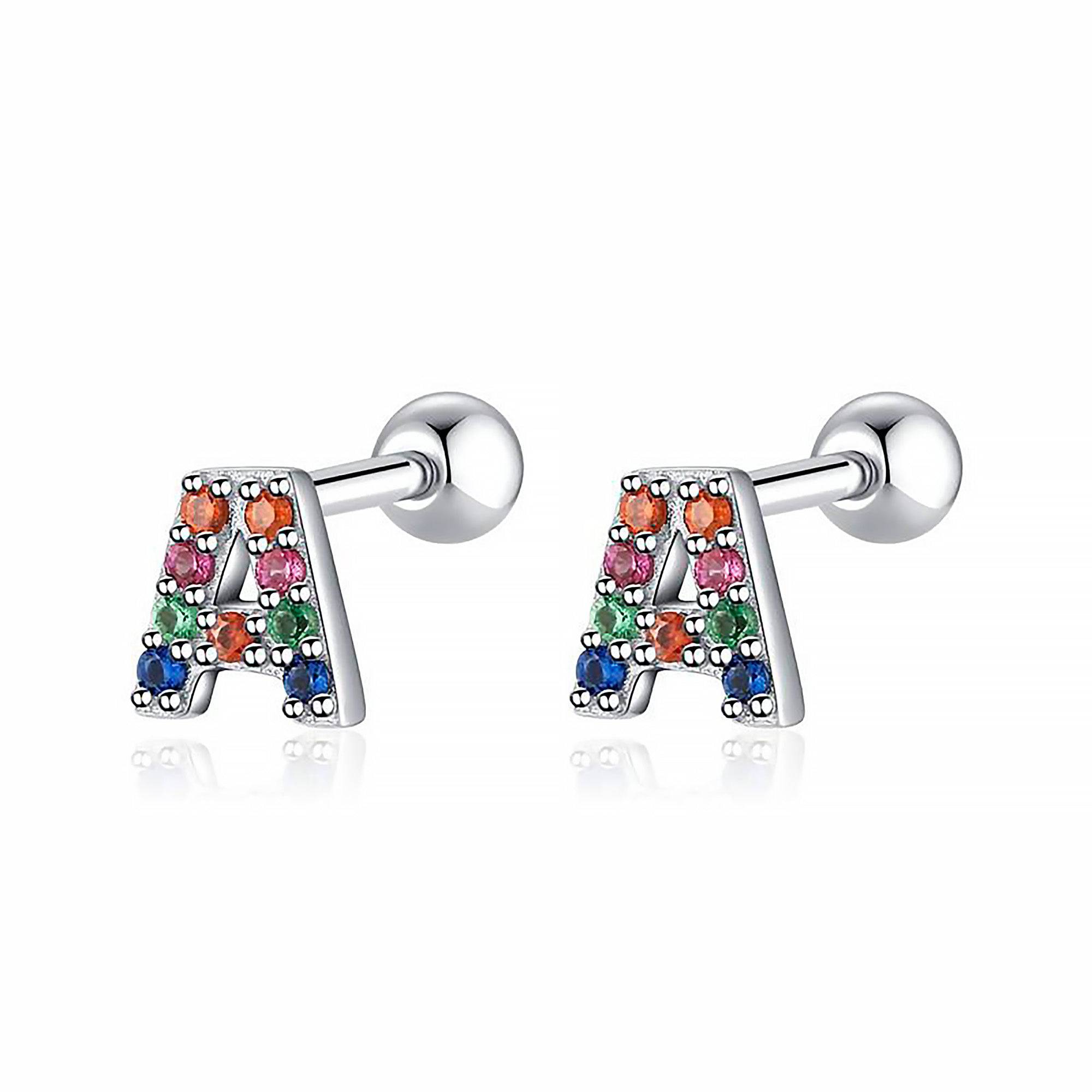 Letria - Boucles d'oreilles initiales colorées en strass personnalisées