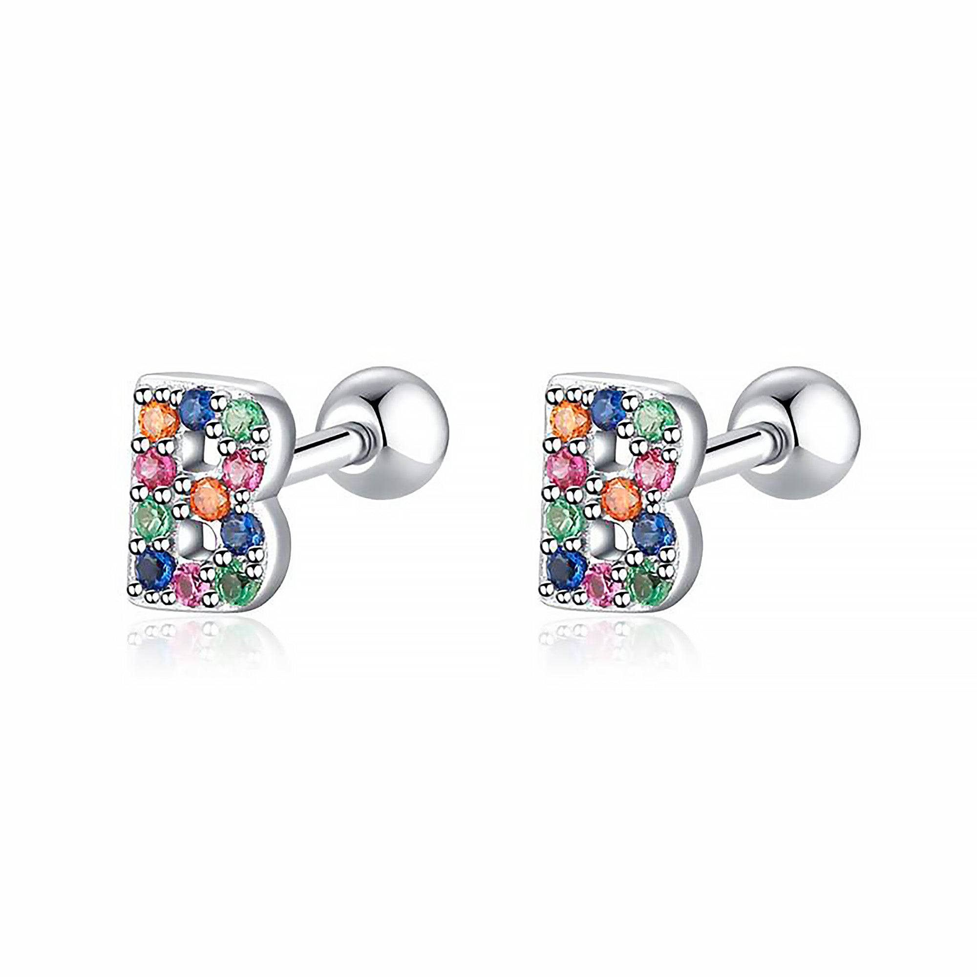 Letria - Boucles d'oreilles initiales colorées en strass personnalisées