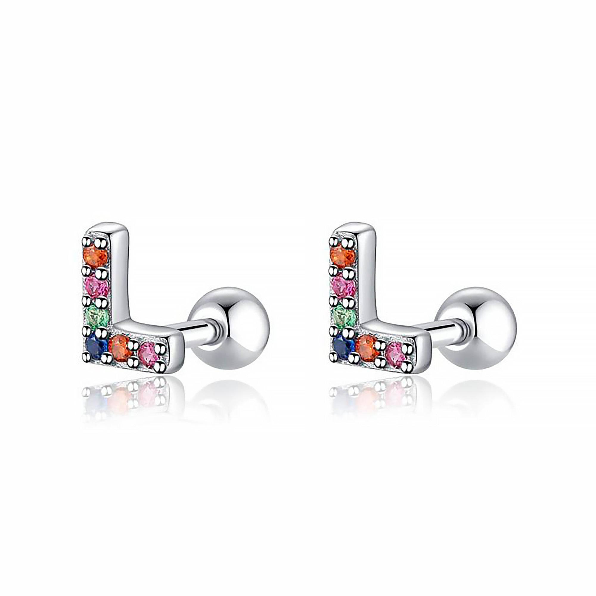 Letria - Boucles d'oreilles initiales colorées en strass personnalisées
