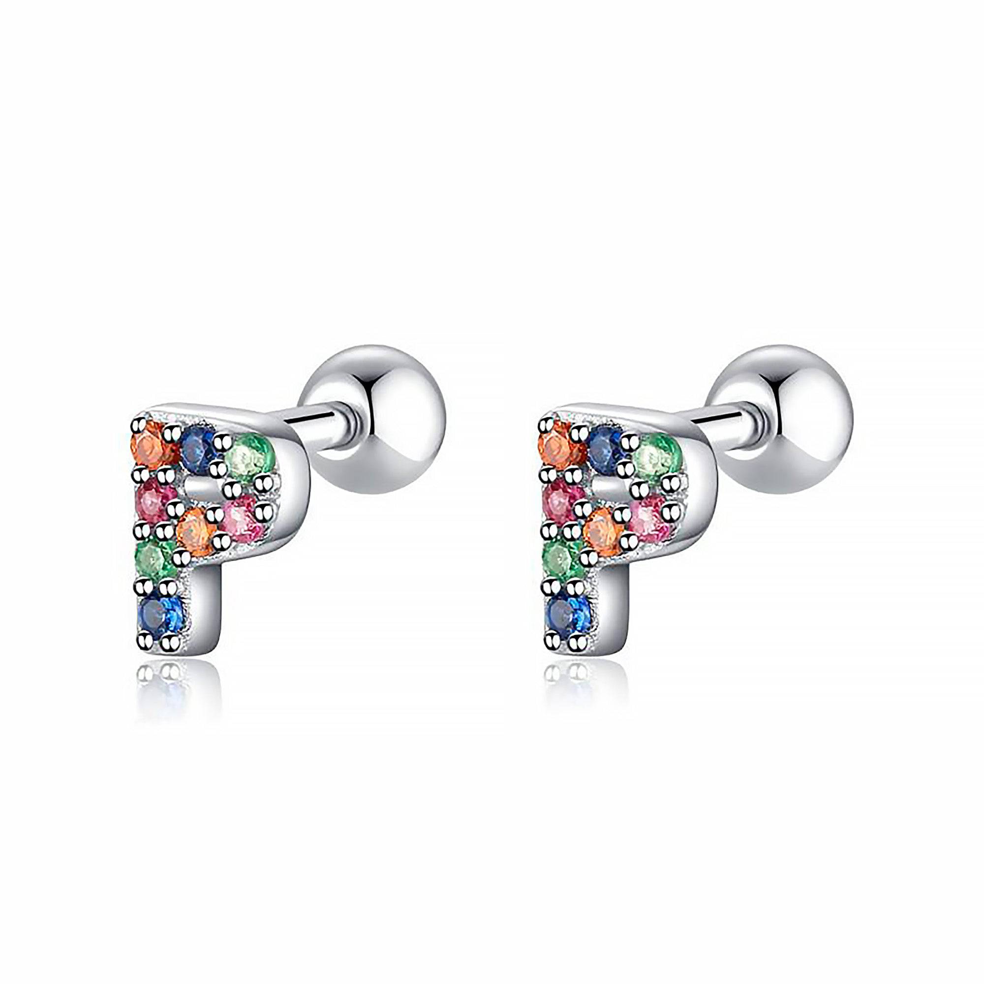 Letria - Boucles d'oreilles initiales colorées en strass personnalisées