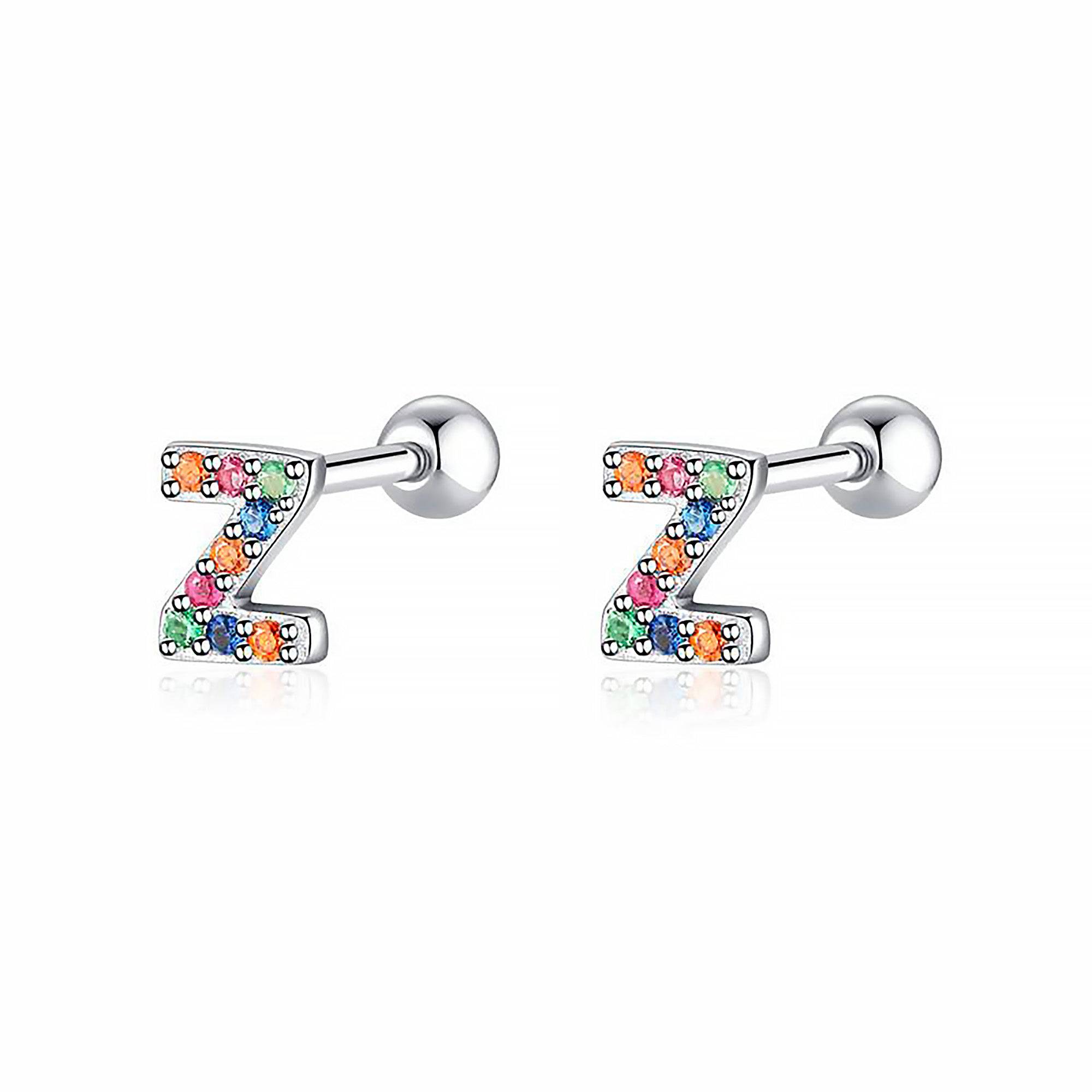 Letria - Boucles d'oreilles initiales colorées en strass personnalisées