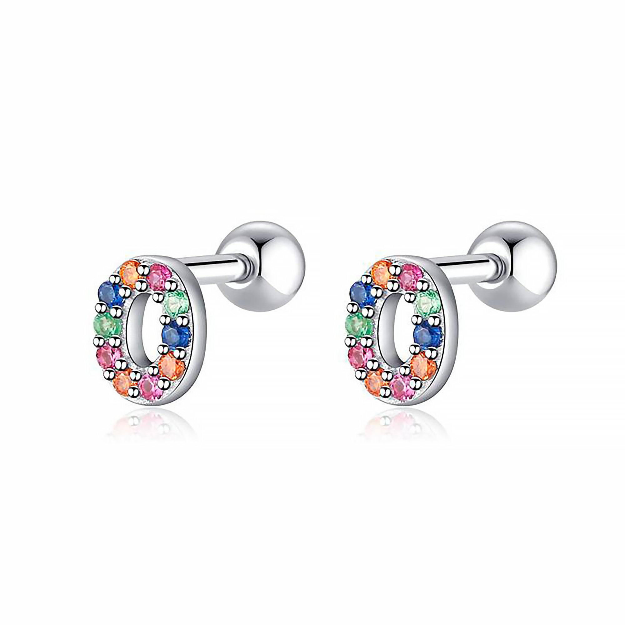 Letria - Boucles d'oreilles initiales colorées en strass personnalisées