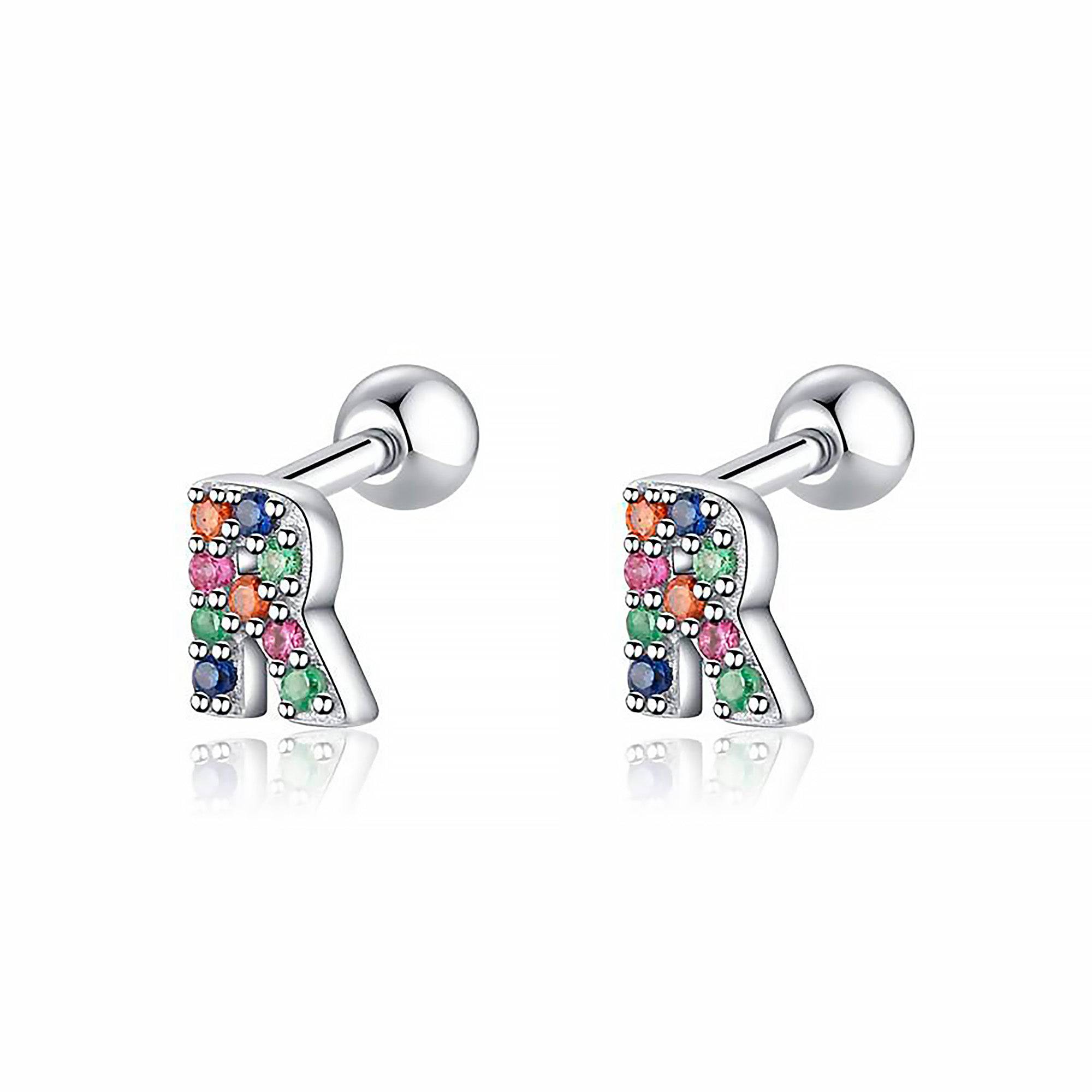 Letria - Boucles d'oreilles initiales colorées en strass personnalisées