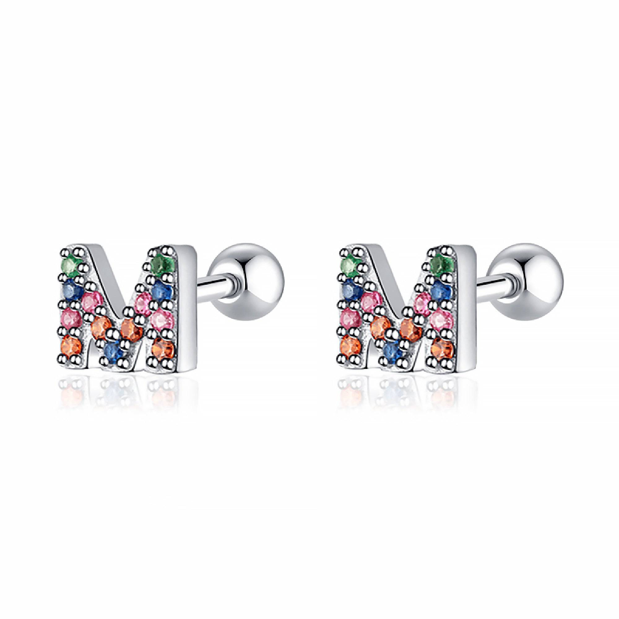 Letria - Boucles d'oreilles initiales colorées en strass personnalisées
