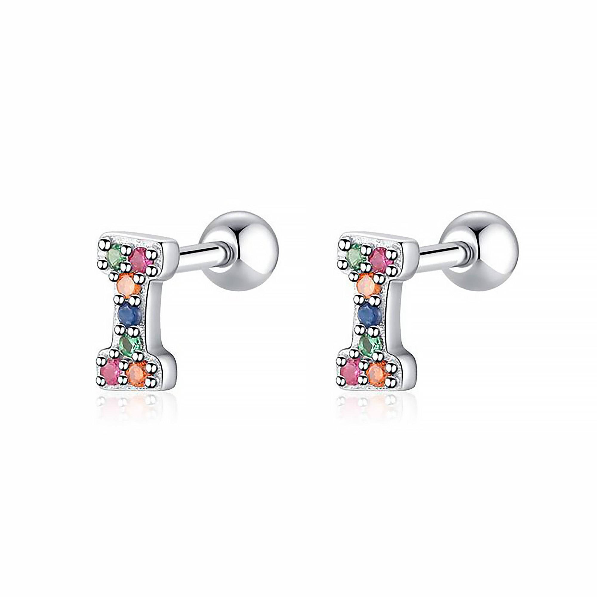Letria - Boucles d'oreilles initiales colorées en strass personnalisées