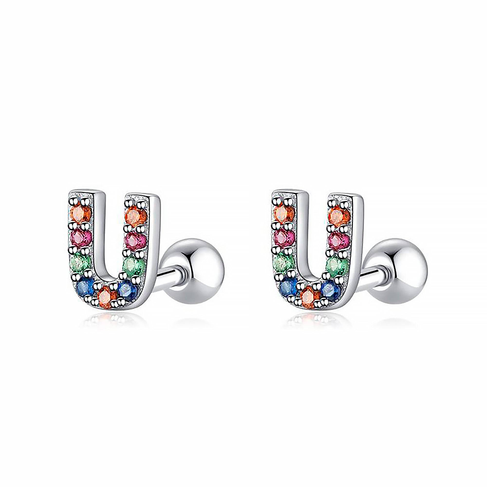 Letria - Boucles d'oreilles initiales colorées en strass personnalisées