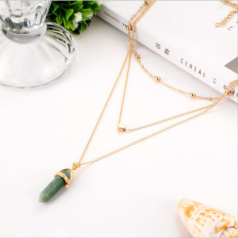 Aurora - Collier hexagonal en cristaux naturels et pierre précieuse