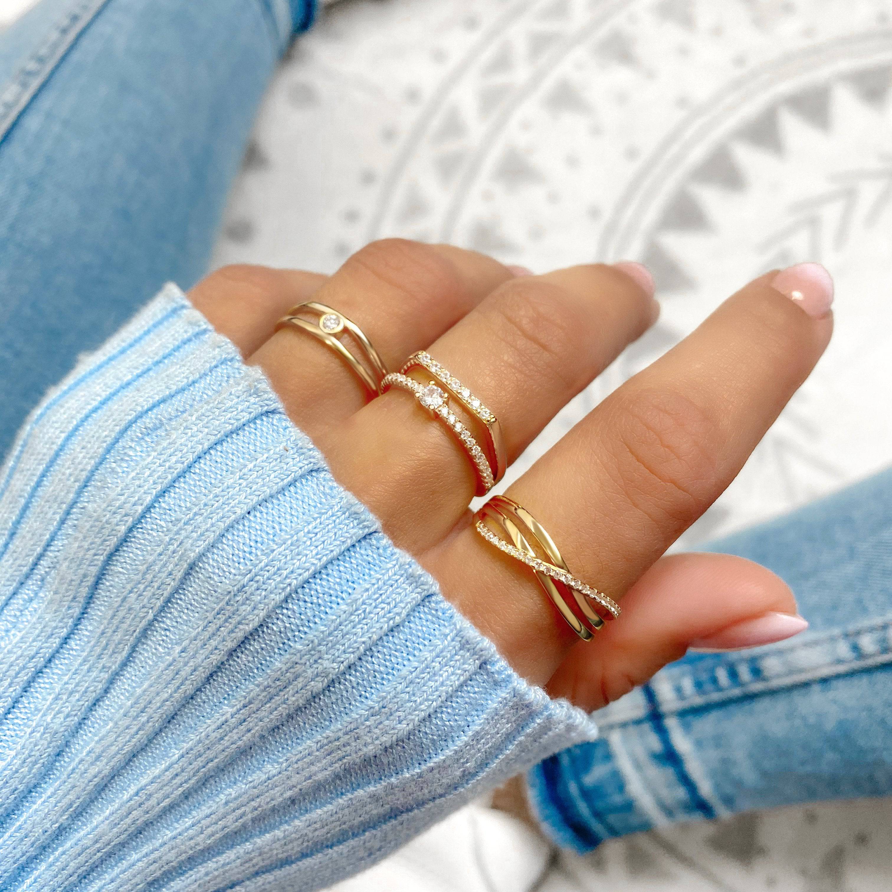 Sienna - Bague à la zircone centrale élégante et luxueuse