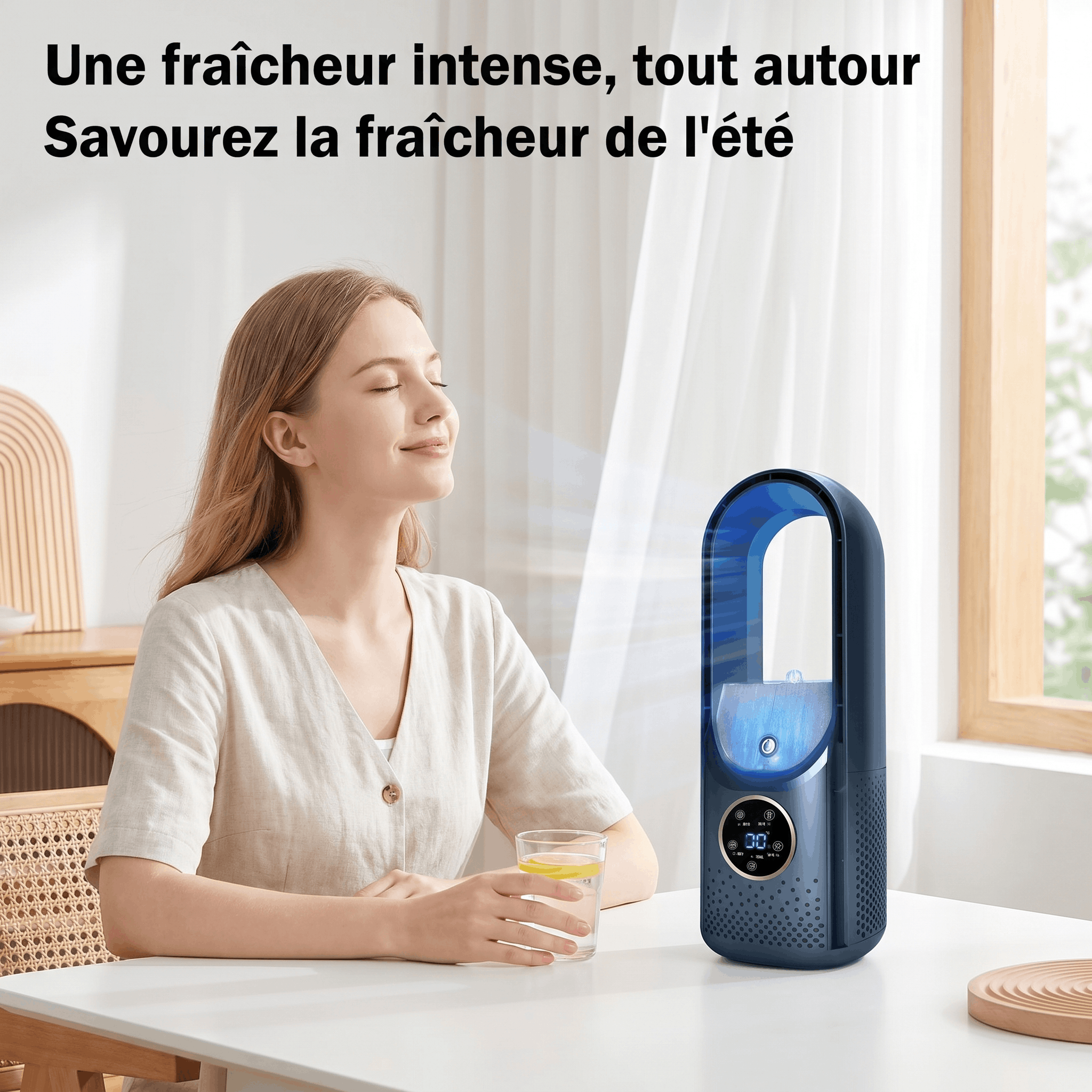 Ventilateur sans Pales 2-en-1 - USB, Écran LED et 6 Vitesses