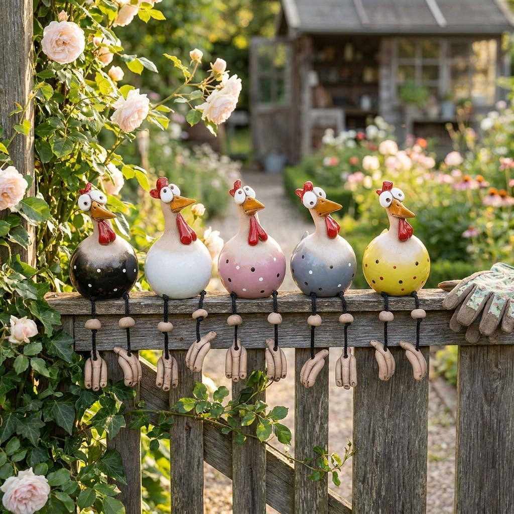 Jardin Joyeux poulet decoratif lifestyle