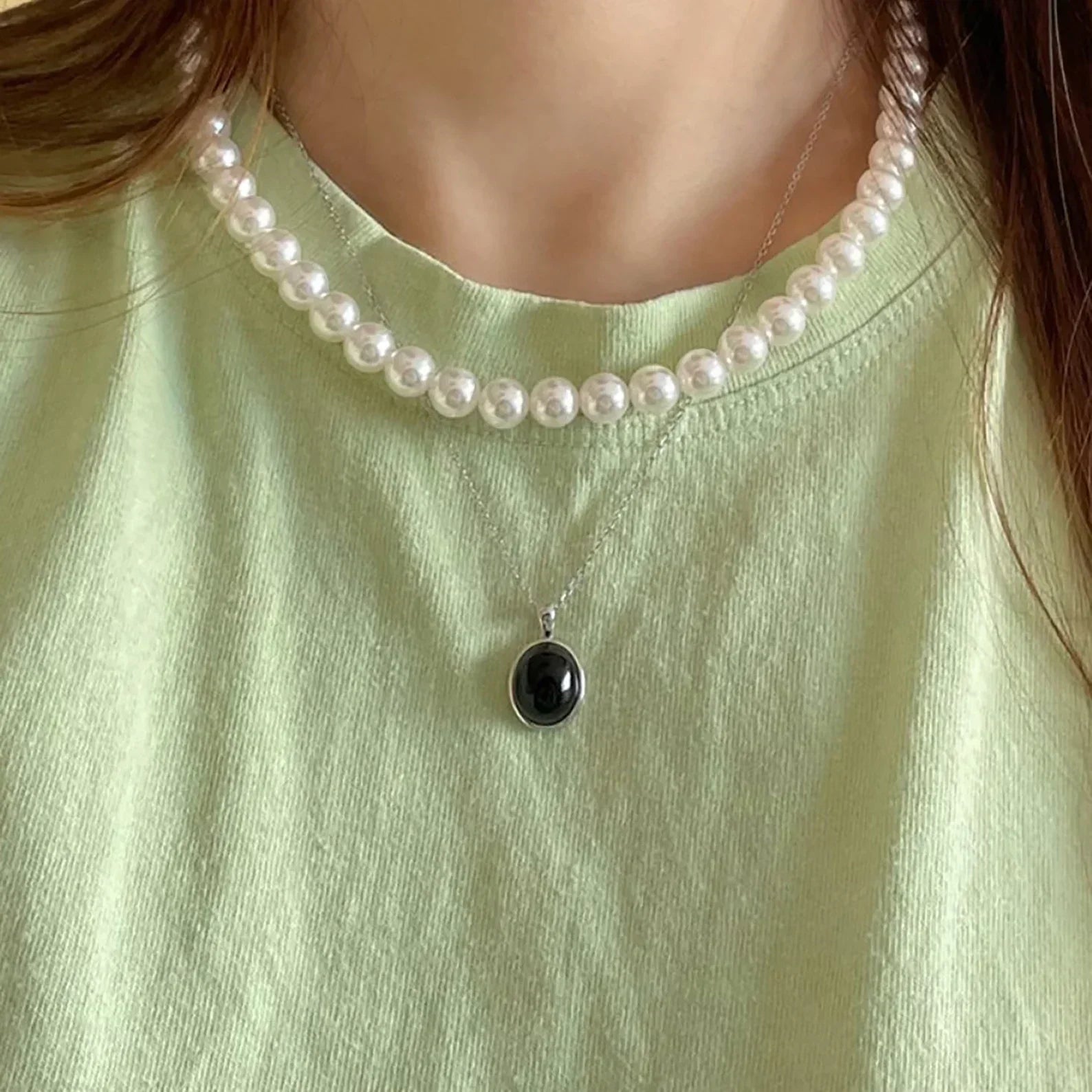 Collier Opale Noire Élégant - Style Statement Impressionnant
