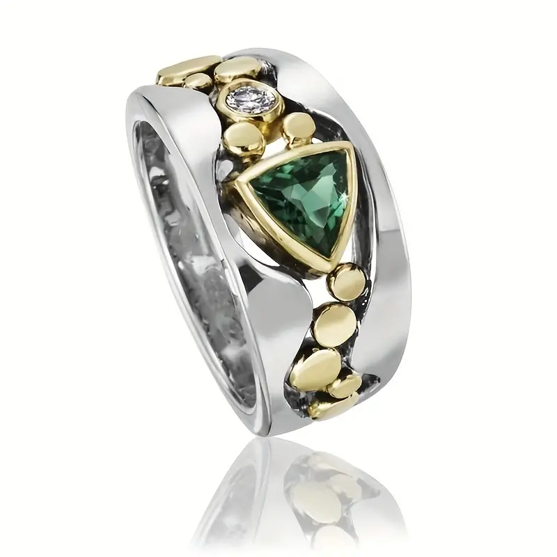 Aurora - Bague vintage dorée au cristal vert enchanteur