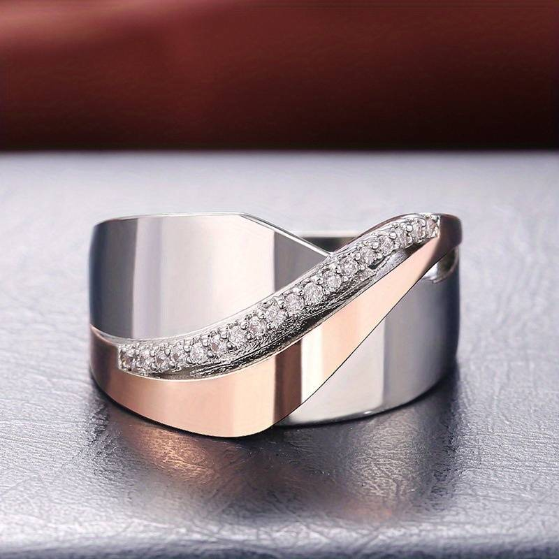 Elviana - Bague vintage en or rose et argent ornée de zircone