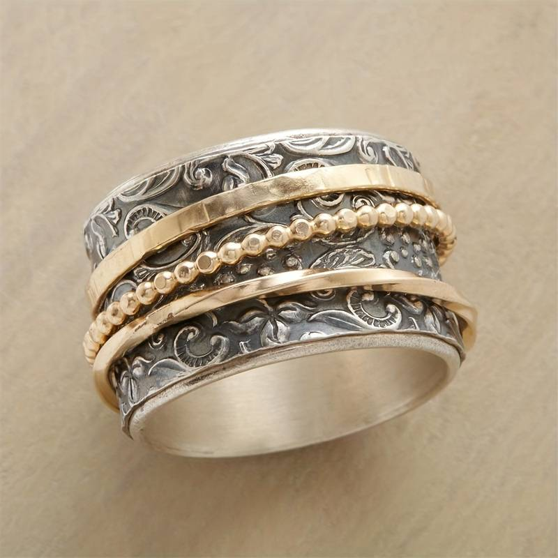 Elvira - Bague antique élégante en or et argent bicolore
