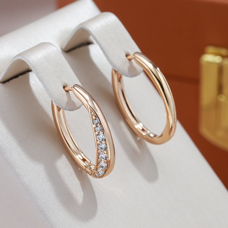 Helena - Boucles d'oreilles zircone dorées de luxe