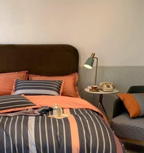 Striplen - Parure de Housse de Couette en Coton Égyptien de Luxe