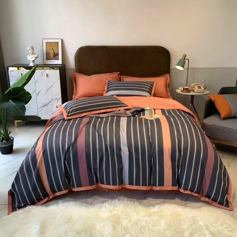 Striplen - Parure de Housse de Couette en Coton Égyptien de Luxe