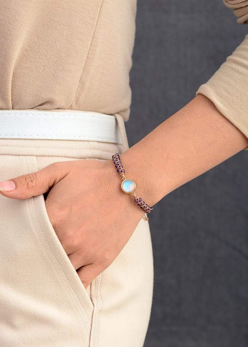 Aurielle - Bracelet de yoga en améthyste et opale
