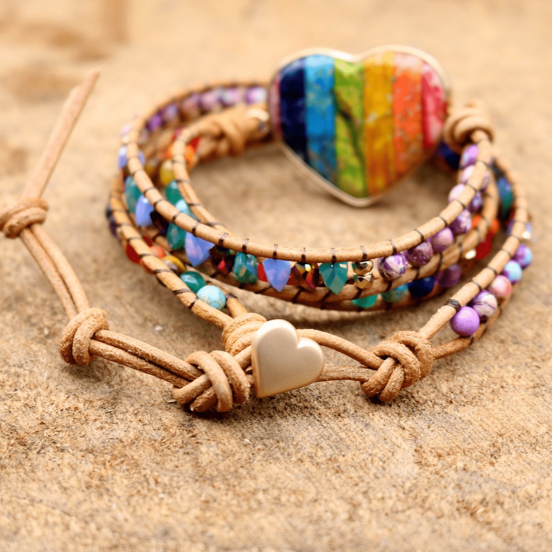 Liora Bracelet Wrap Chakra Cœur – Jaspe Boho Équilibre