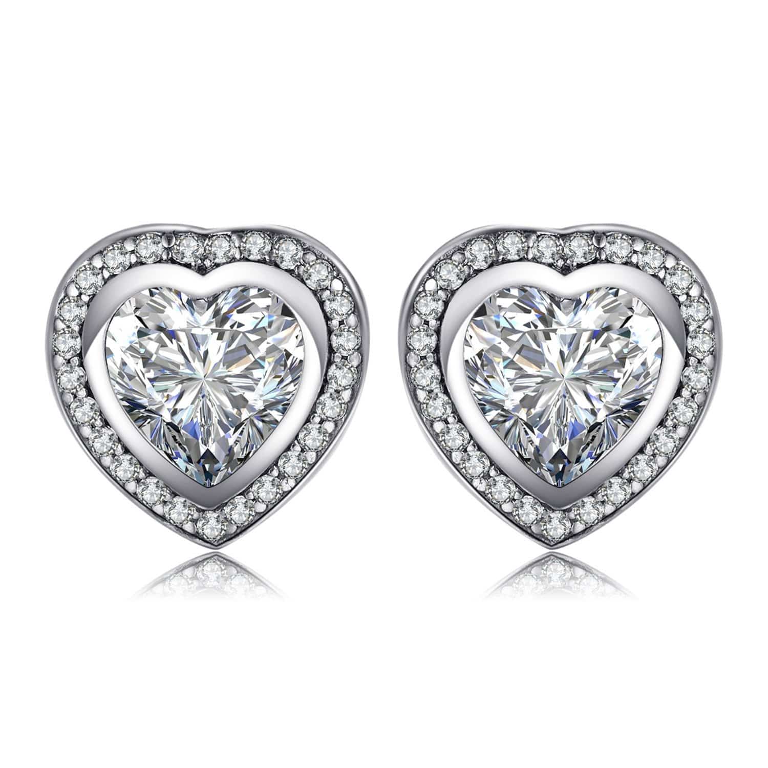 Celestia Boucles d'Oreilles Cœur Argent 925 – Zircone
